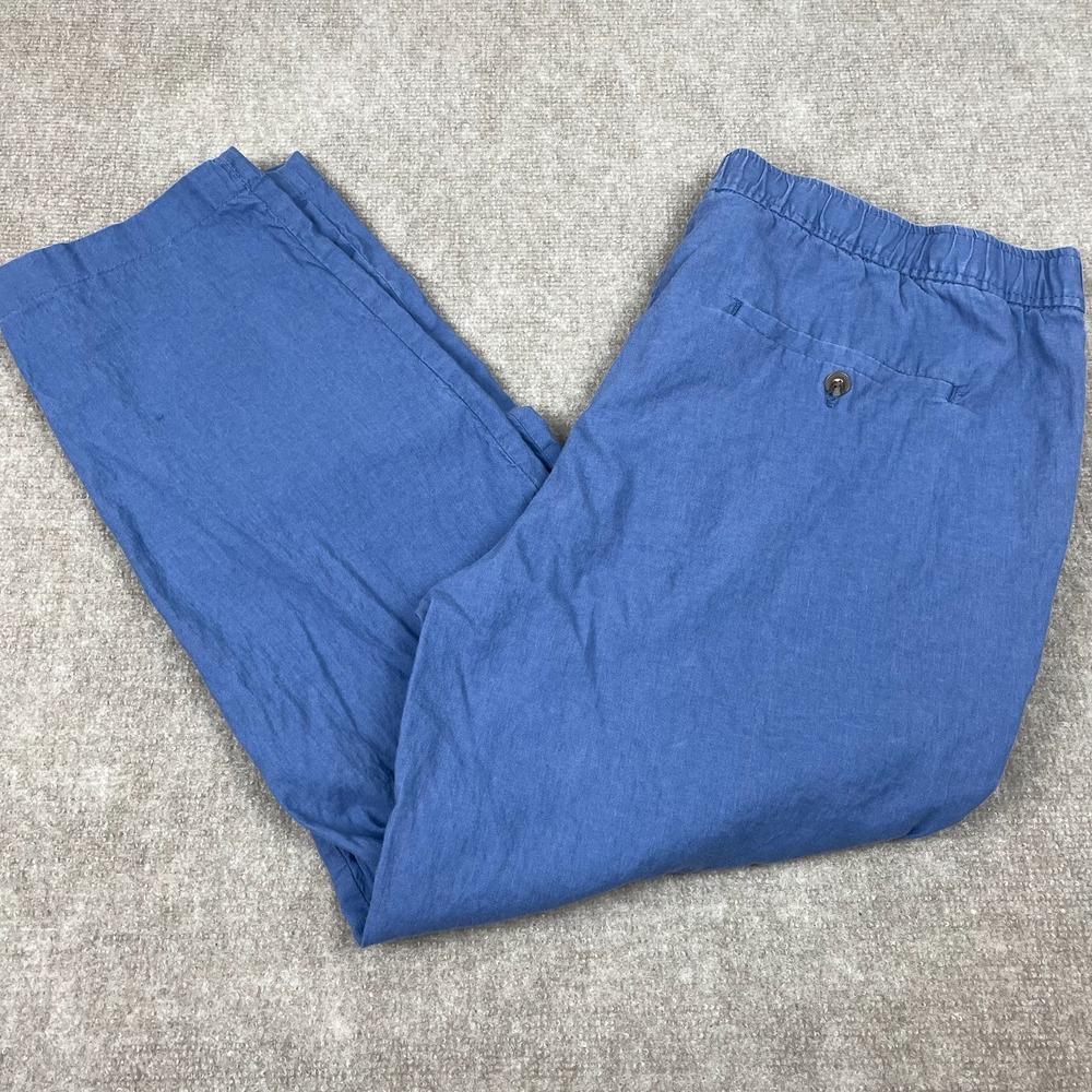 H&M Pants Mens 2XL Blue Cotton Regular Fit Straight Leg High Rise Flat Front
